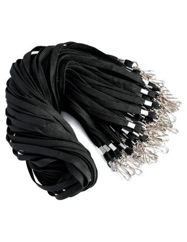 Paquete de 100 Lanyards Negros LOCONHA con Clip Giratorio