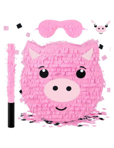 Piñata Cerdo Deekin con Máscara y Confeti 38x38cm