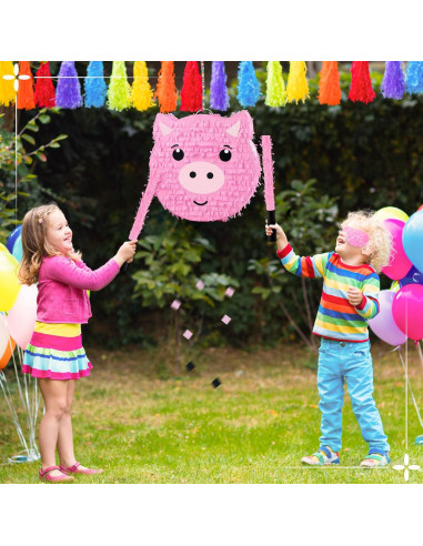 Piñata Cerdo Deekin con Máscara y Confeti 38x38cm