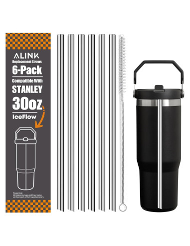 Popotes de Acero Inoxidable ALINK para Vaso Stanley 30oz - 6 Unidades
