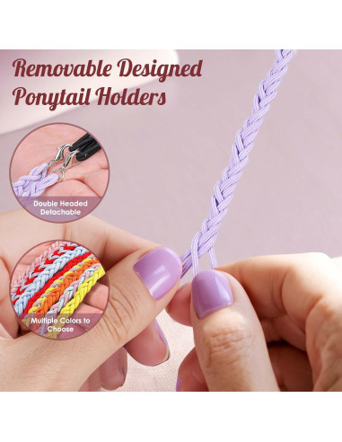 3 Sujetadores de Coleta Trenzados Elásticos Woertru 64cm Coloridos