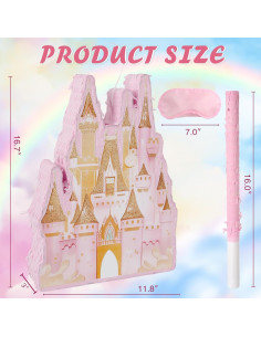 Piñata Castillo de Princesa JOARHONAL - Rosa 42 cm para Cumpleaños 2