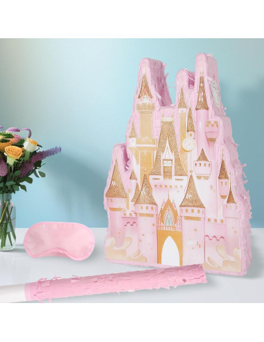 Piñata Castillo de Princesa JOARHONAL - Rosa 42 cm para Cumpleaños