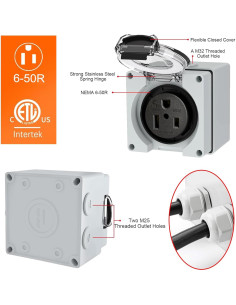 Caja de Salida de Poder NEMA 6-50 50A 250V Impermeable Suplevel 2