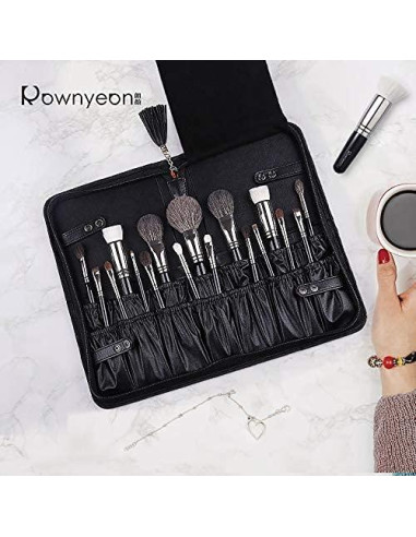 Bolsa Organizadora de Brochas Rownyeon Cuero Negro 30x17.5cm