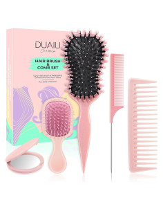 Set de 5 Cepillos y Peines DUAIU para Cuidado del Cabello Rosa