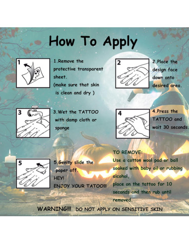 Tatuajes Temporales de Halloween CHARLENT - 11 Hojas para Niños