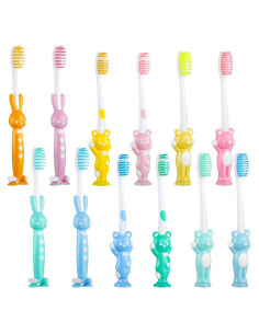 Set de 12 Cepillos de Dientes Patelai para Niños con Ventosa