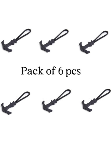 Tirador de Cremallera BJA en Forma de T - 6 Pcs Negro