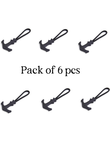 Tirador de Cremallera BJA en Forma de T - 6 Pcs Negro Tirador de Cremallera BJA en Forma de T - 6 Pcs Negro