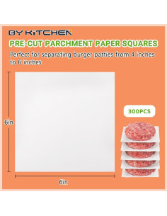 Papel Pergamino Antiadherente BYKITCHEN 300 Hojas 15.24 cm 2