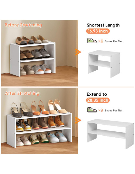 Organizador de Zapatos Expandible Hencawima Blanco 2 Niveles Organizador de Zapatos Expandible Hencawima Blanco 2 Niveles