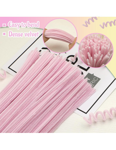 Limpiapipas Chenille Mnuizu 200 Piezas Rosa Claro Manualidades