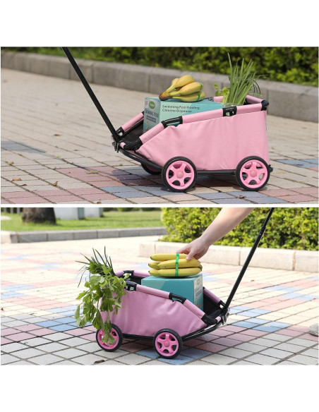 Carrito Plegable para Mascotas Sejone Rosa 4 Ruedas 15 kg Carrito Plegable para Mascotas Sejone Rosa 4 Ruedas 15 kg
