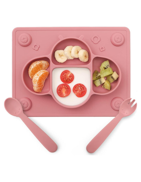 Set de Platos de Silicona con Ventosas ROCCED para Bebé - Malva Set de Platos de Silicona con Ventosas ROCCED para Bebé - Malva