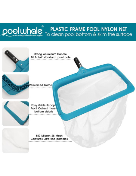 Skimmer de Piscina POOLWHALE con Bolsa de Nylon Ultra Fina Skimmer de Piscina POOLWHALE con Bolsa de Nylon Ultra Fina