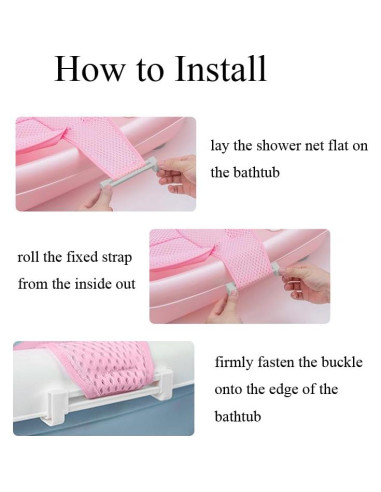 Soporte de Baño Ajustable para Bebés Rosa - Malla Antideslizante