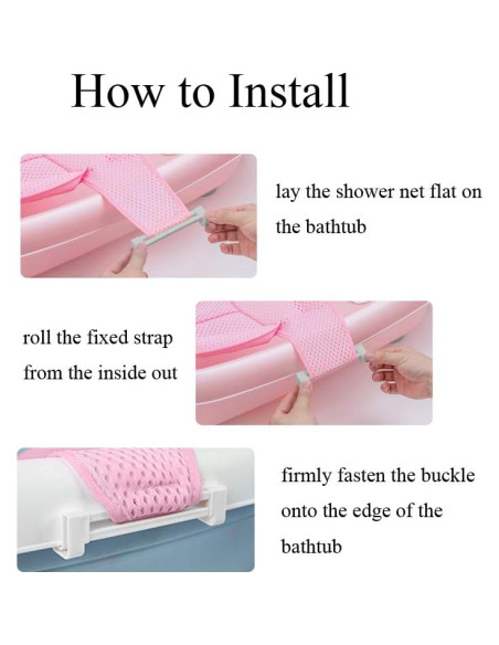 Soporte de Baño Ajustable para Bebés Rosa - Malla Antideslizante Soporte de Baño Ajustable para Bebés Rosa - Malla Antideslizante