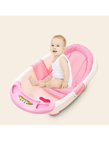 Soporte de Baño Ajustable para Bebés Rosa - Malla Antideslizante