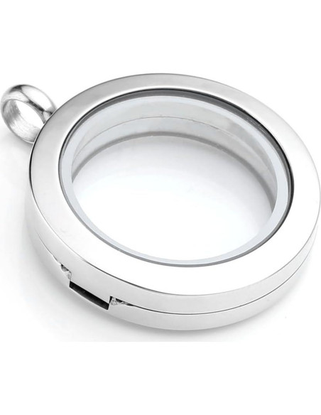 Collar Locket de Vidrio Flotante Jovivi 25mm Acero Inoxidable Collar Locket de Vidrio Flotante Jovivi 25mm Acero Inoxidable