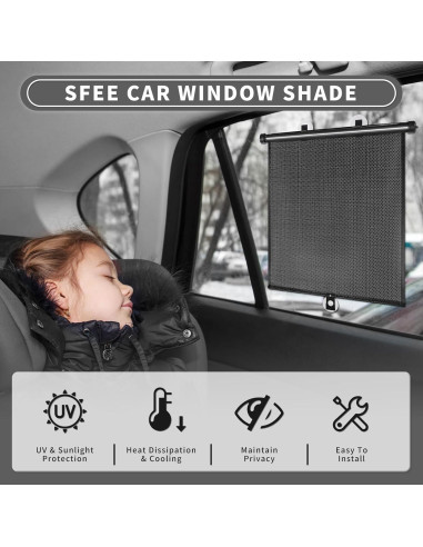Cortinas Solares Retráctiles Sfee para Ventanas de Auto - 2 Pzas