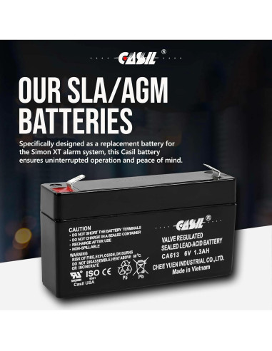 Batería de Alarma Casil 6V 1.3Ah SLA Compatible GE 600-1054-95R