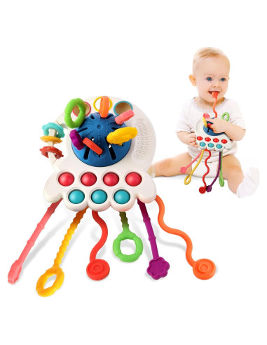 Juguete Montessori Hooku Pulpo Azul para Bebés 1 Año