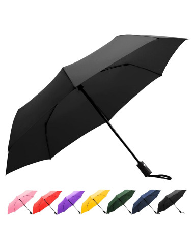 Paraguas Plegable Automático Rusuiqinsan Negro Compacto 106.68 cm
