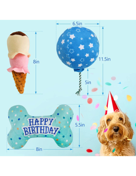 Juguetes de Cumpleaños para Perros Prime Pets - Set de 3 Juguetes de Cumpleaños para Perros Prime Pets - Set de 3