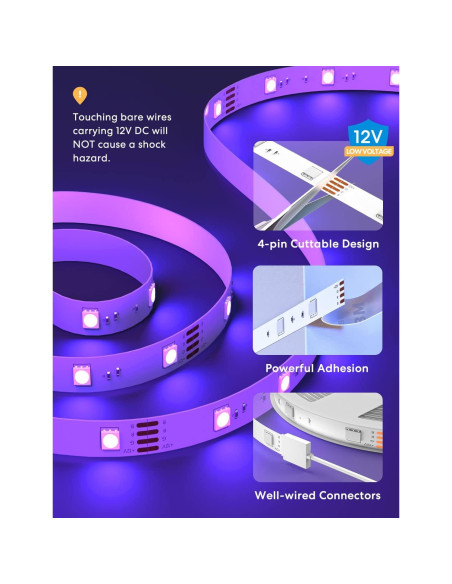 Tira LED inteligente Meross 5m RGB HomeKit Alexa Google Tira LED inteligente Meross 5m RGB HomeKit Alexa Google