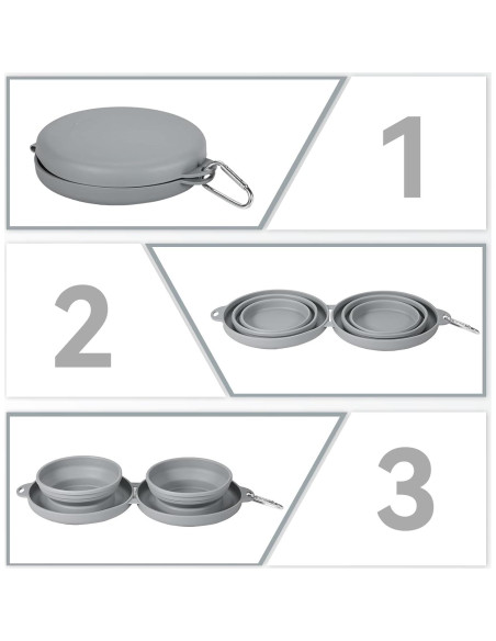 Cuenco Plegable 2 en 1 para Perros y Gatos Gris - 300ml Cuenco Plegable 2 en 1 para Perros y Gatos Gris - 300ml