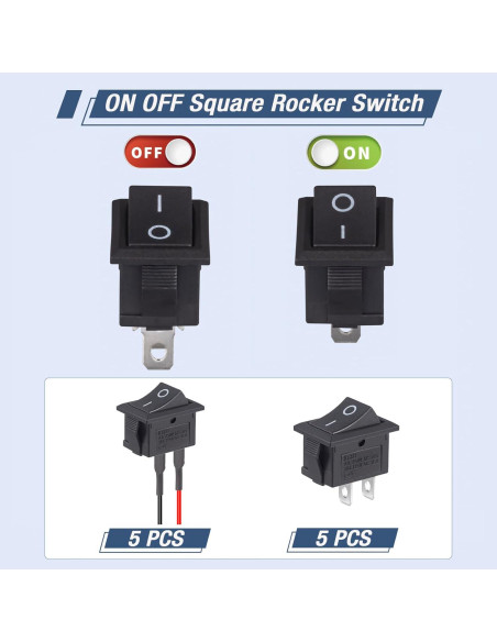 Interruptor Rocker VEXUNGA 12V 2 Pines SPST Negro 10A 5 Pcs Interruptor Rocker VEXUNGA 12V 2 Pines SPST Negro 10A 5 Pcs