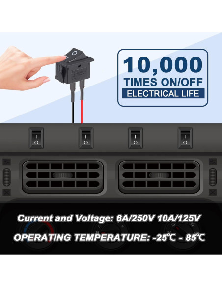 Interruptor Rocker VEXUNGA 12V 2 Pines SPST Negro 10A 5 Pcs Interruptor Rocker VEXUNGA 12V 2 Pines SPST Negro 10A 5 Pcs