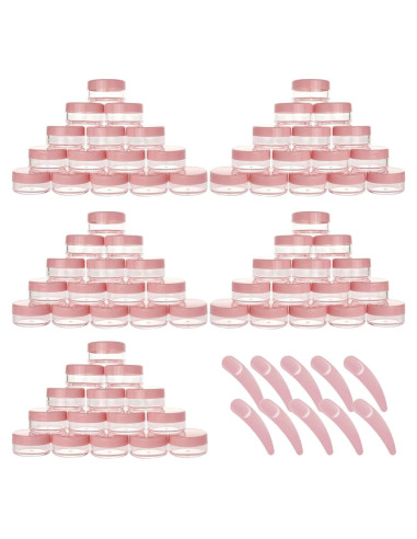 Tarros de Muestra Cosméticos Recargables BTYMS 100x10g Rosa