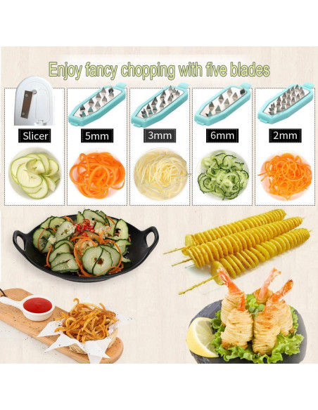 Cortador de Fideos de Verdura Ourokhome - 5 Cuchillas Manual Cortador de Fideos de Verdura Ourokhome - 5 Cuchillas Manual