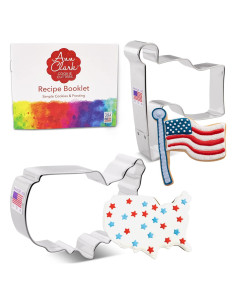 Set de Cortadores de Galletas Ann Clark - Mapa y Bandera EE. UU.