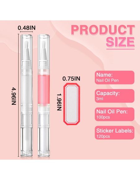 Bolígrafos Vacíos para Aceite de Uñas DupakSYS 100 Pcs 3ml Bolígrafos Vacíos para Aceite de Uñas DupakSYS 100 Pcs 3ml