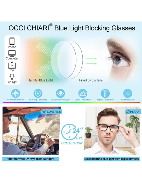 Gafas de lectura OCCI CHIARI 1.0x bloqueadoras luz azul para hombres Gafas de lectura OCCI CHIARI 1.0x bloqueadoras luz azul para hombres