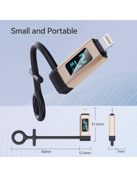 Adaptador USB C a Lightning PZOZ 27W con Pantalla LED Adaptador USB C a Lightning PZOZ 27W con Pantalla LED