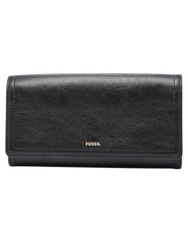 Billetera de Cuero para Mujeres Fossil Logan RFID Negra