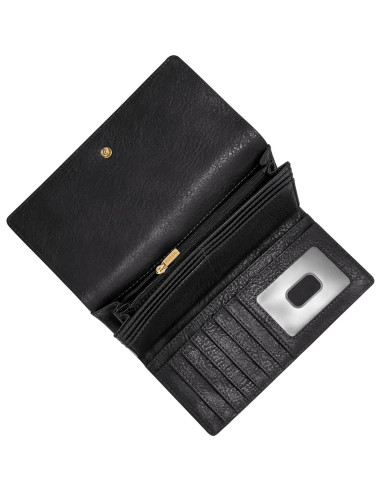 Billetera de Cuero para Mujeres Fossil Logan RFID Negra