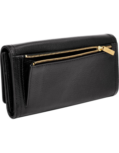 Billetera de Cuero para Mujeres Fossil Logan RFID Negra