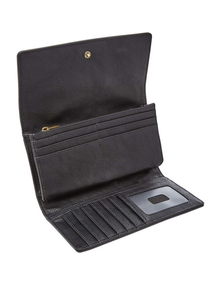 Billetera de Cuero para Mujeres Fossil Logan RFID Negra Billetera de Cuero para Mujeres Fossil Logan RFID Negra