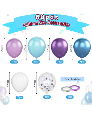 Globos Congelados Paready 60 Pcs 30.48 cm Morado y Azul