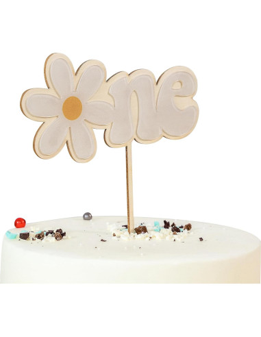 Adorno de pastel de madera VANGNING DECOR margarita 17.8 cm