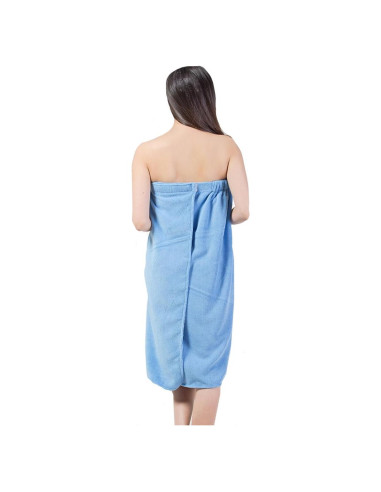 Conjunto de Bata de Microfibra Queena con Turbante Azul 150x90cm