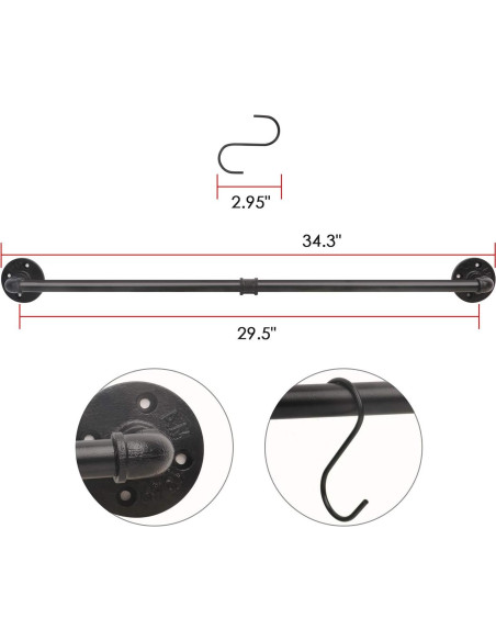 Soporte de Barras de Tubería Industrial EGASON 87 cm Negro Soporte de Barras de Tubería Industrial EGASON 87 cm Negro