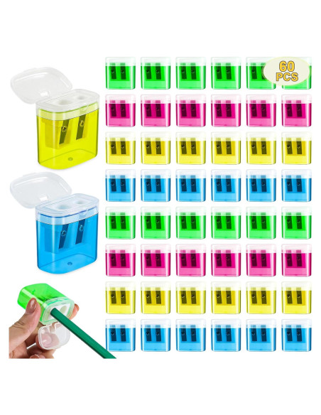 60 Sacapuntas Manuales ZIRSENG Doble Orificio Coloridos 60 Sacapuntas Manuales ZIRSENG Doble Orificio Coloridos