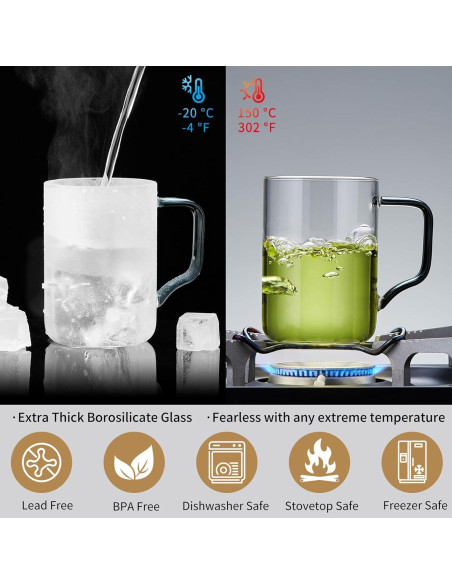Taza de Té de Vidrio DOPUDO con Infusor y Tapa 430ml Taza de Té de Vidrio DOPUDO con Infusor y Tapa 430ml