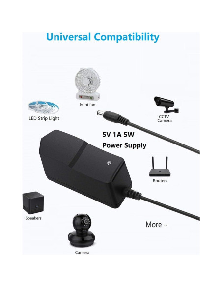 Adaptador de Alimentación AC/DC 5V 1A Changyuntech 5.5mm x 2.5mm Adaptador de Alimentación AC/DC 5V 1A Changyuntech 5.5mm x 2.5mm